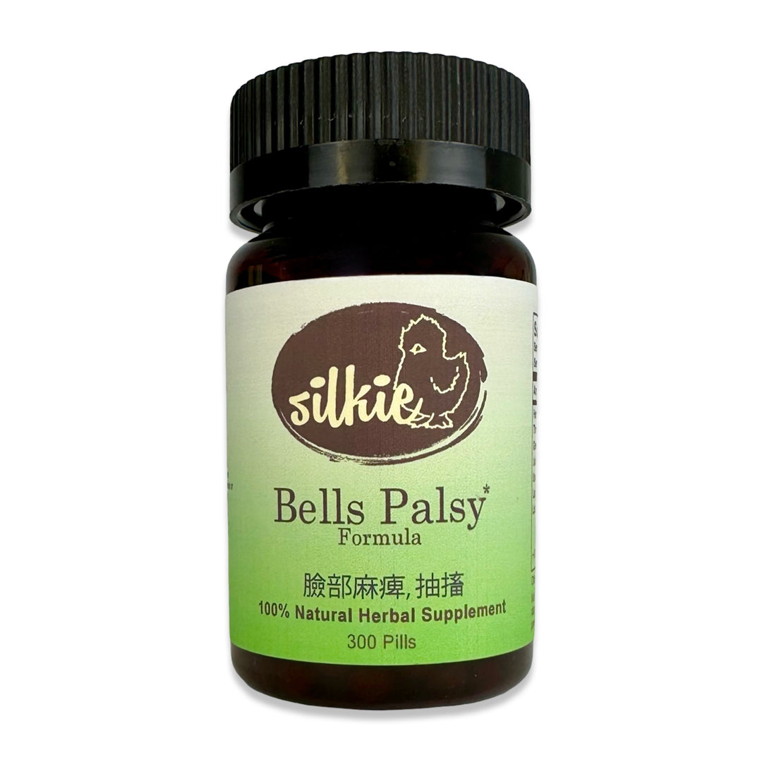 Bell's Palsy Formula by Silkie Herbs for facial paralysis, one-sided facial drooping, facial nerve support, and muscle weakness, made and packaged in the USA.