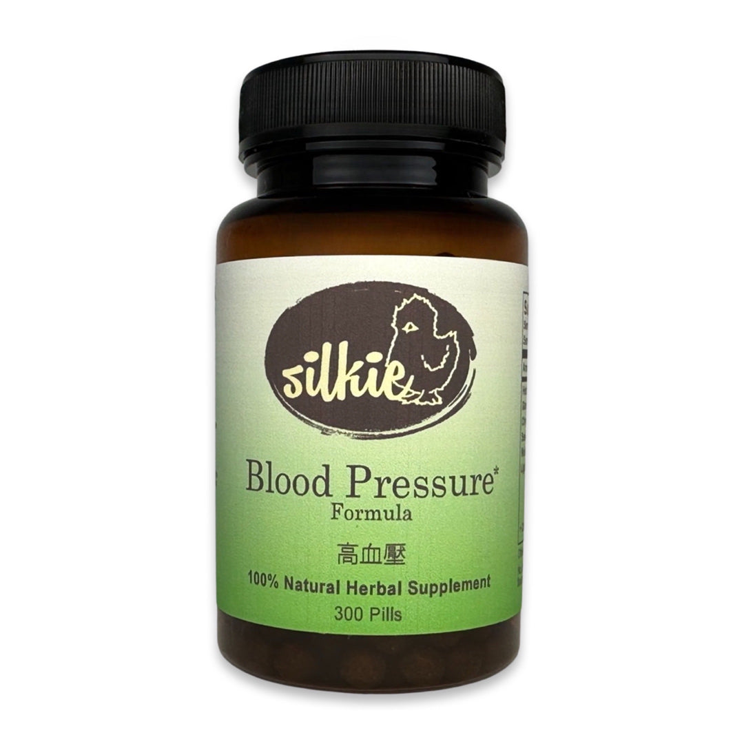 Blood Pressure Supplement by Silkie Herbs for healthy blood pressure support, circulation, and cardiovascular wellness, made and packaged in the USA.