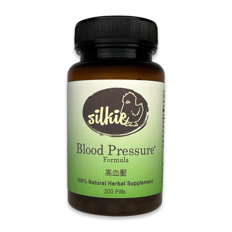 Blood Pressure Supplement by Silkie Herbs for healthy blood pressure support, circulation, and cardiovascular wellness, made and packaged in the USA.