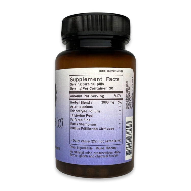 Traditional Chinese herbal formula for chronic dry cough, throat comfort, lung support, and healthy breathing