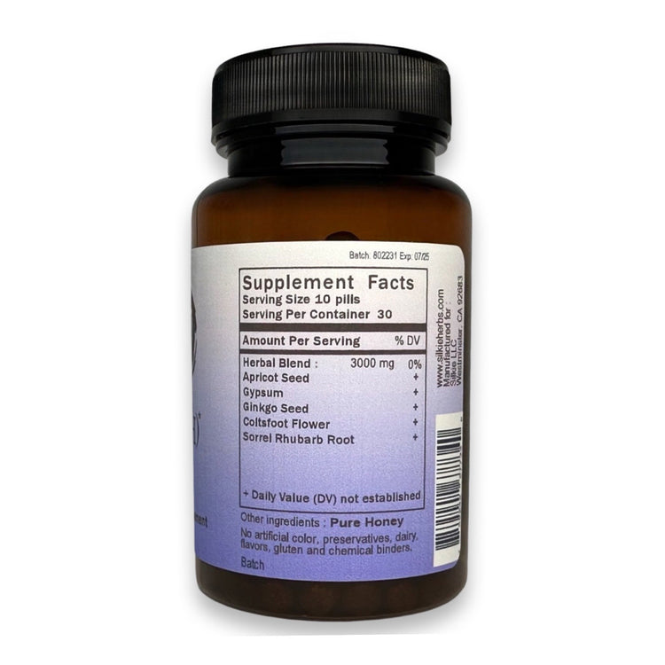 Traditional Chinese herbal formula supporting healthy breathing, lung health, wheezing, and asthma with heat signs