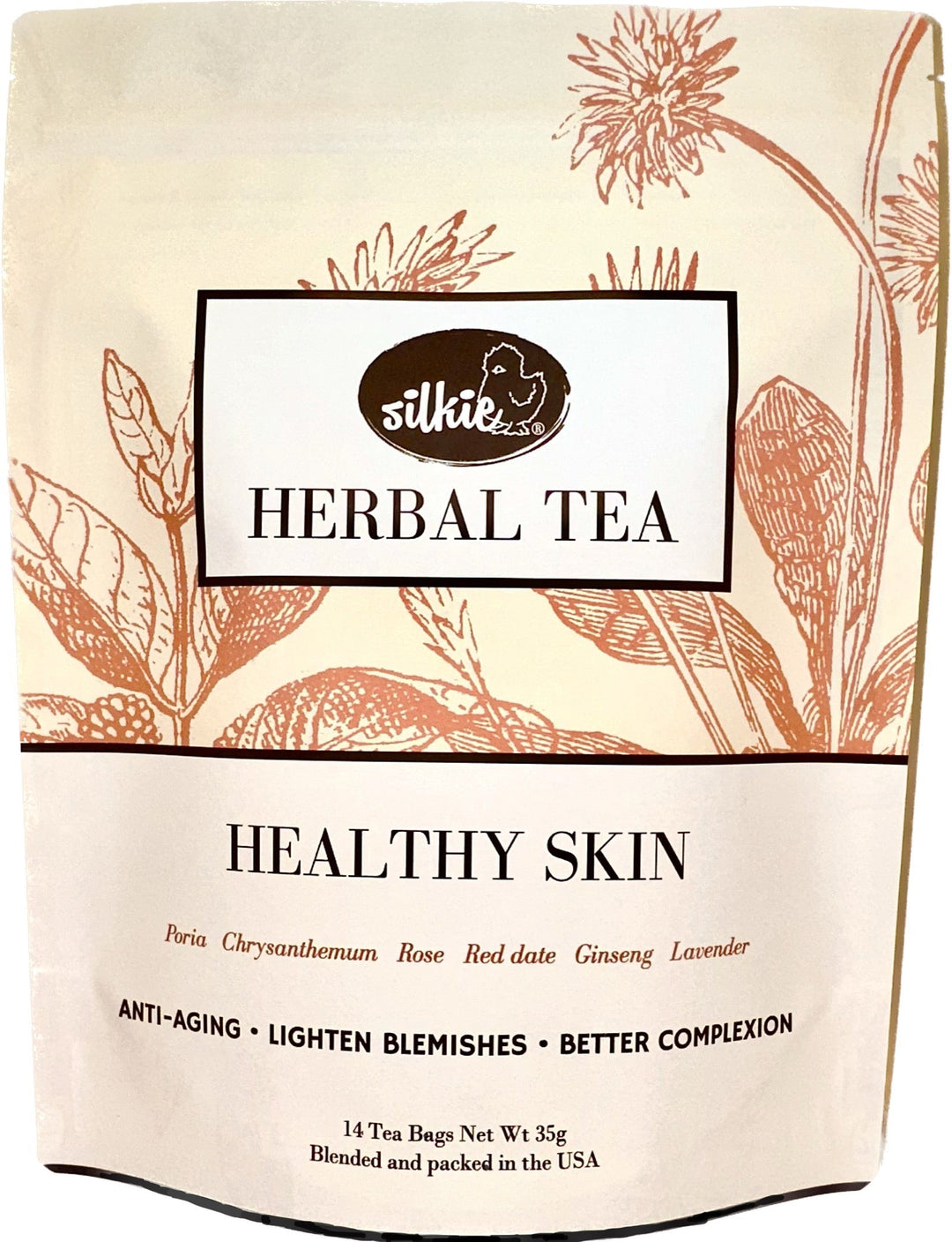 2 包草药茶金色光泽 - 健康皮肤茶