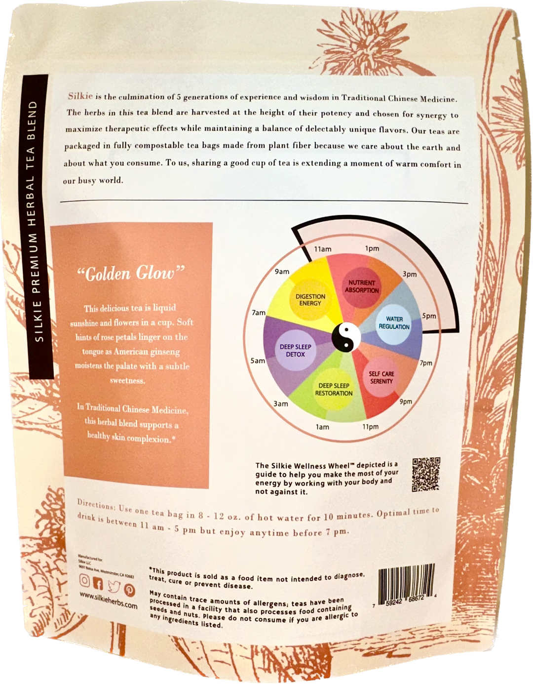 2 包草药茶金色光泽 - 健康皮肤茶