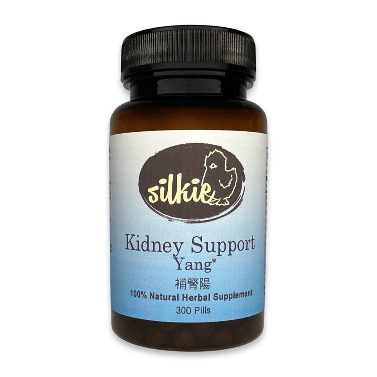 Kidney Yang Support Supplement by Silkie Herbs for weak bones, low energy, cold hands and feet, and kidney health, made and packaged in the USA.