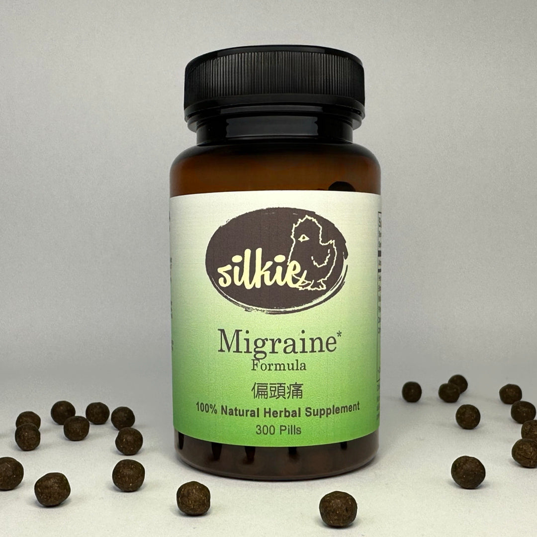 Chinese herbal migraine support formula for one-sided headaches, recurring migraines, and healthy circulation