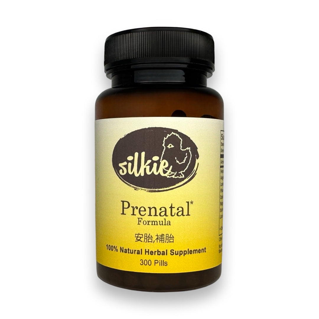 Prenatal Support Supplement by Silkie Herbs for healthy pregnancy, prenatal care, and maternal wellness, made and packaged in the USA.