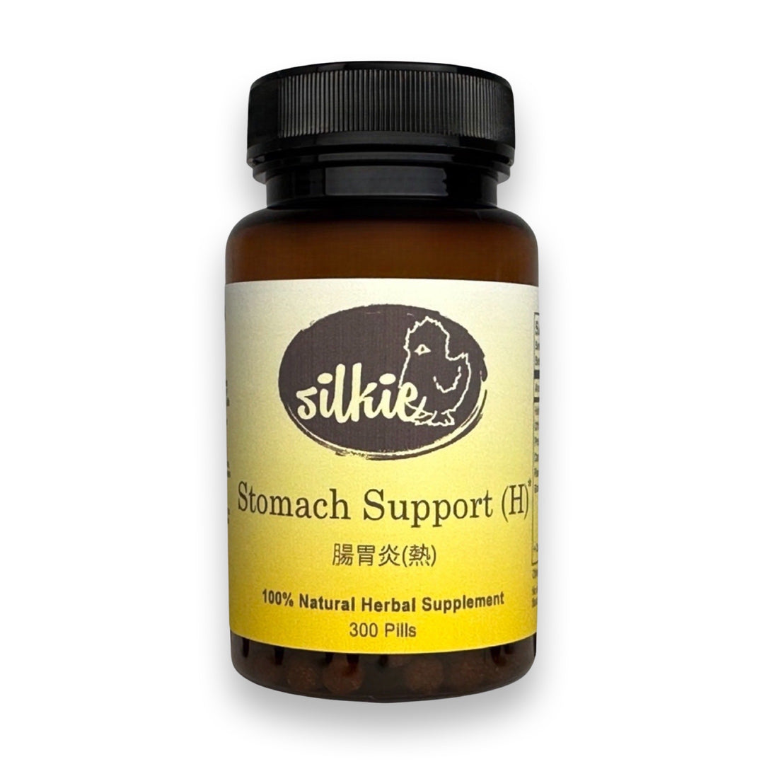 Stomach Support Supplement by Silkie Herbs for gastroenteritis, digestive heat, diarrhea, and stomach wellness, made and packaged in the USA.