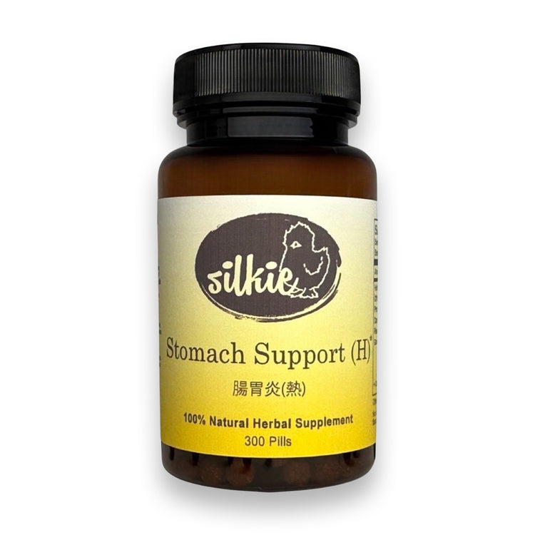 Stomach Support Supplement by Silkie Herbs for gastroenteritis, digestive heat, diarrhea, and stomach wellness, made and packaged in the USA.