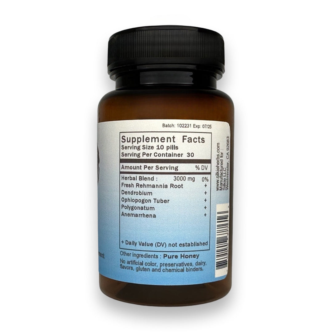 Traditional Chinese herbal formula for Yin Deficiency, internal dryness, night sweats, and fluid support