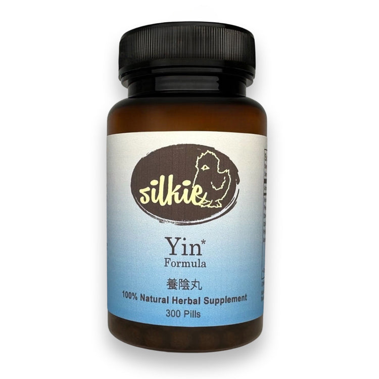 Yin Support Supplement by Silkie Herbs for dry mouth, dry eyes, Sjögren's support, and Yin nourishment, made and packaged in the USA.